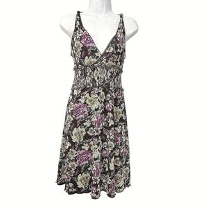 BCBG Max Azria Floral Mesh Y2K Babydoll‎ Dress Small Dark Romantic Fairy Grunge